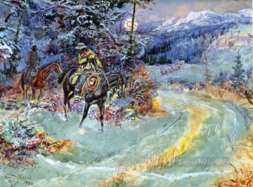 Impresionismo Painting - Una parada no programada 1926 Charles Marion Russell Indiana cowboy